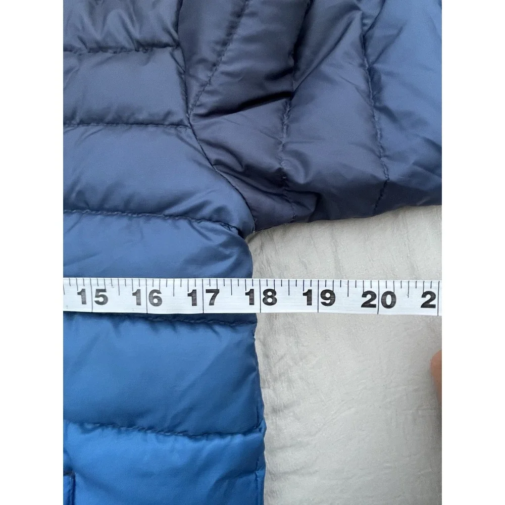 Eddie Bauer Full Zip Down Jacket Youth Medium Blue Gradient Reversible Navy‎